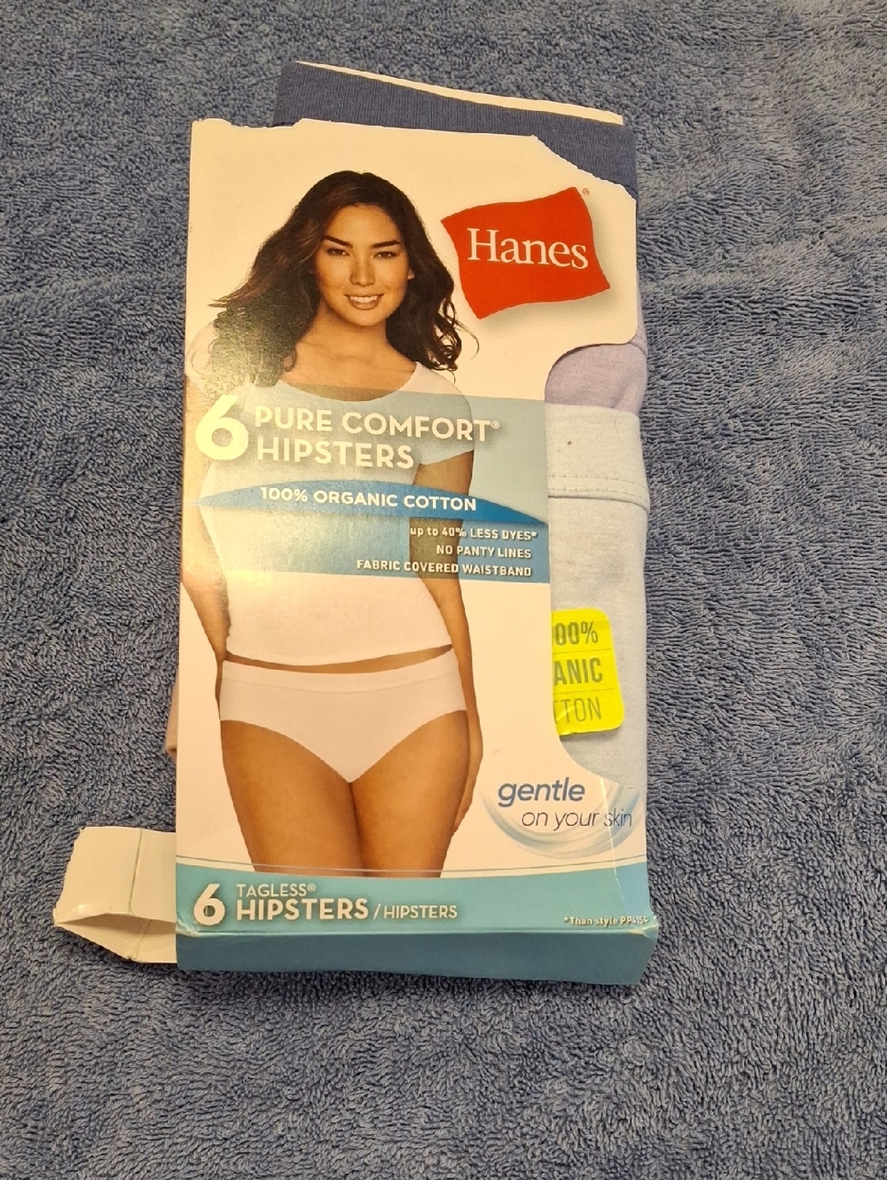 Hanes Pure Comfort 6-Pack Hipsters. 100% Organic Cotton.Size 8 (XL)